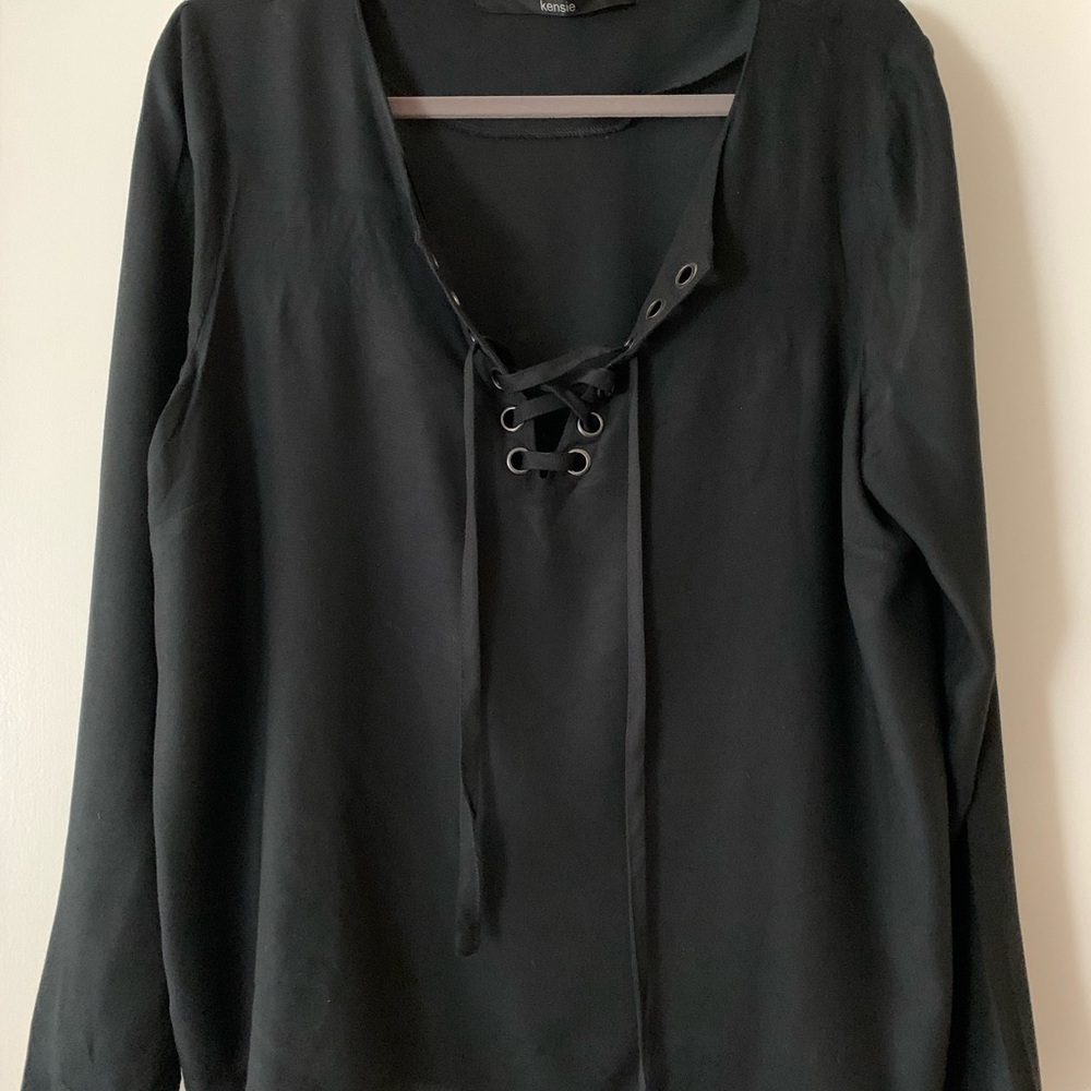 Kenzie Black Tunic Too with lace up front.
